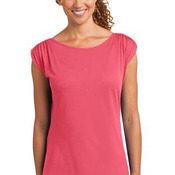Ladies Modal Blend Gathered Shoulder Tee